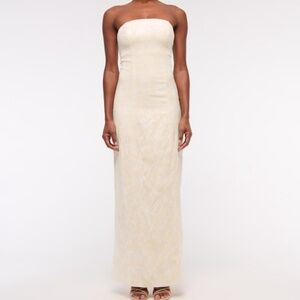 Abercrombie and Fitch Strapless Floral Textured Maxi Dress